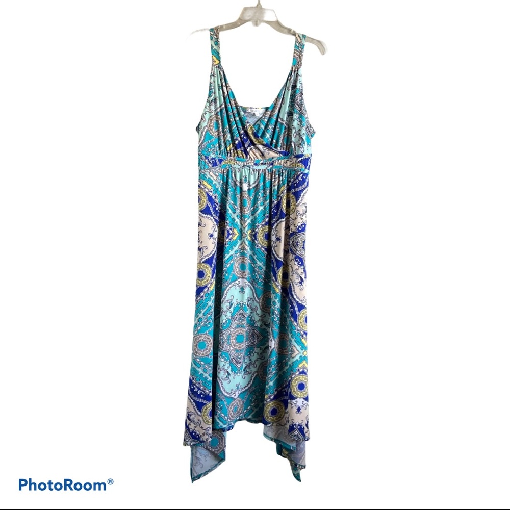 Cleo Blue Print Maxi Dress L